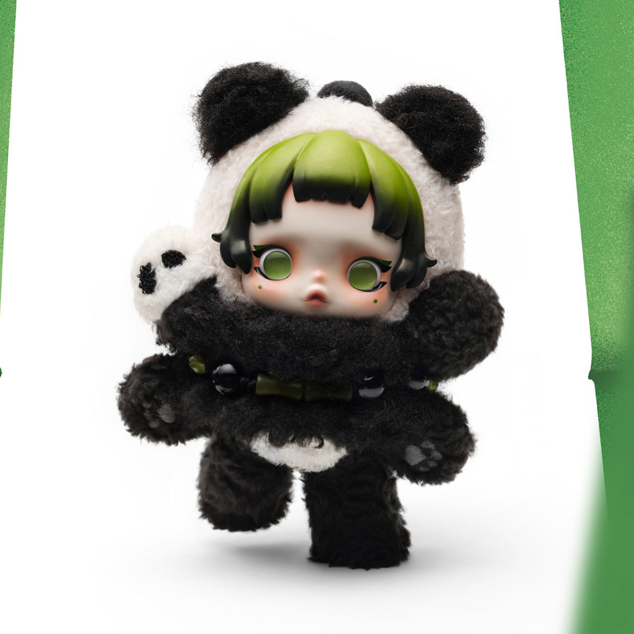 SkullPanda “Lazy Panda” Limited Edition Pop Mart collectible figure front view in original packaging.